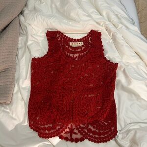 Marni Red Embroidered Women's Top Sz S